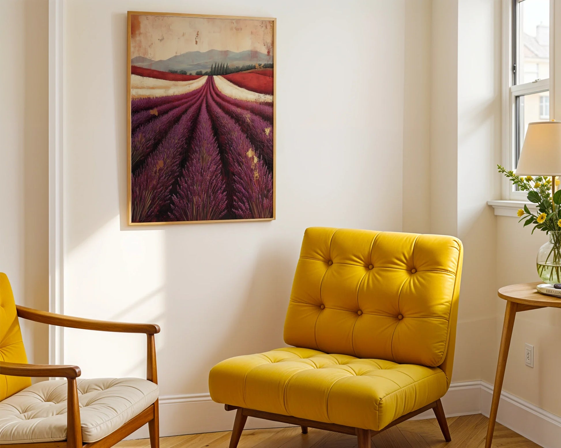 Lavender Field Painting Provence Cypress Trees in room