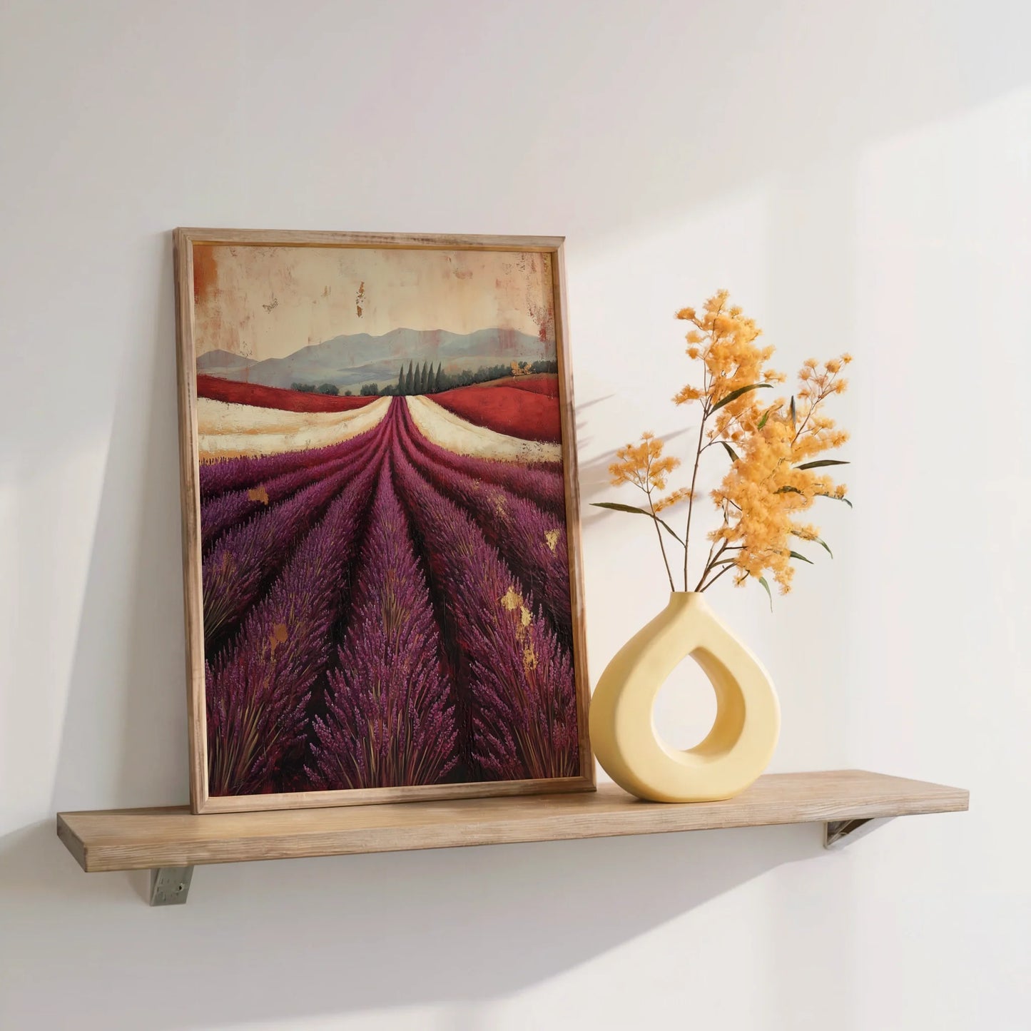 Lavender Field Painting Provence Cypress Trees in room