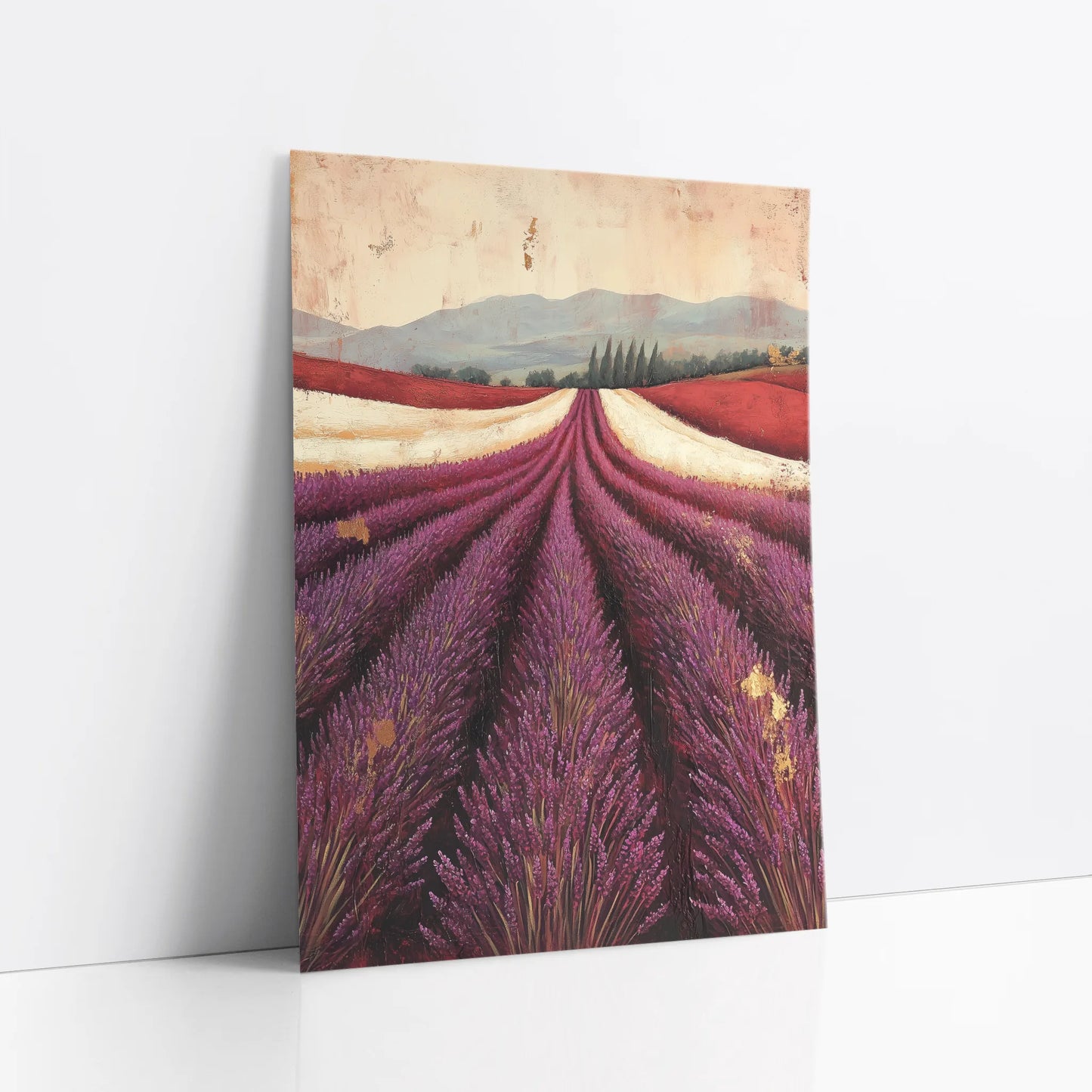 Lavender Field Painting Provence Cypress Trees art print