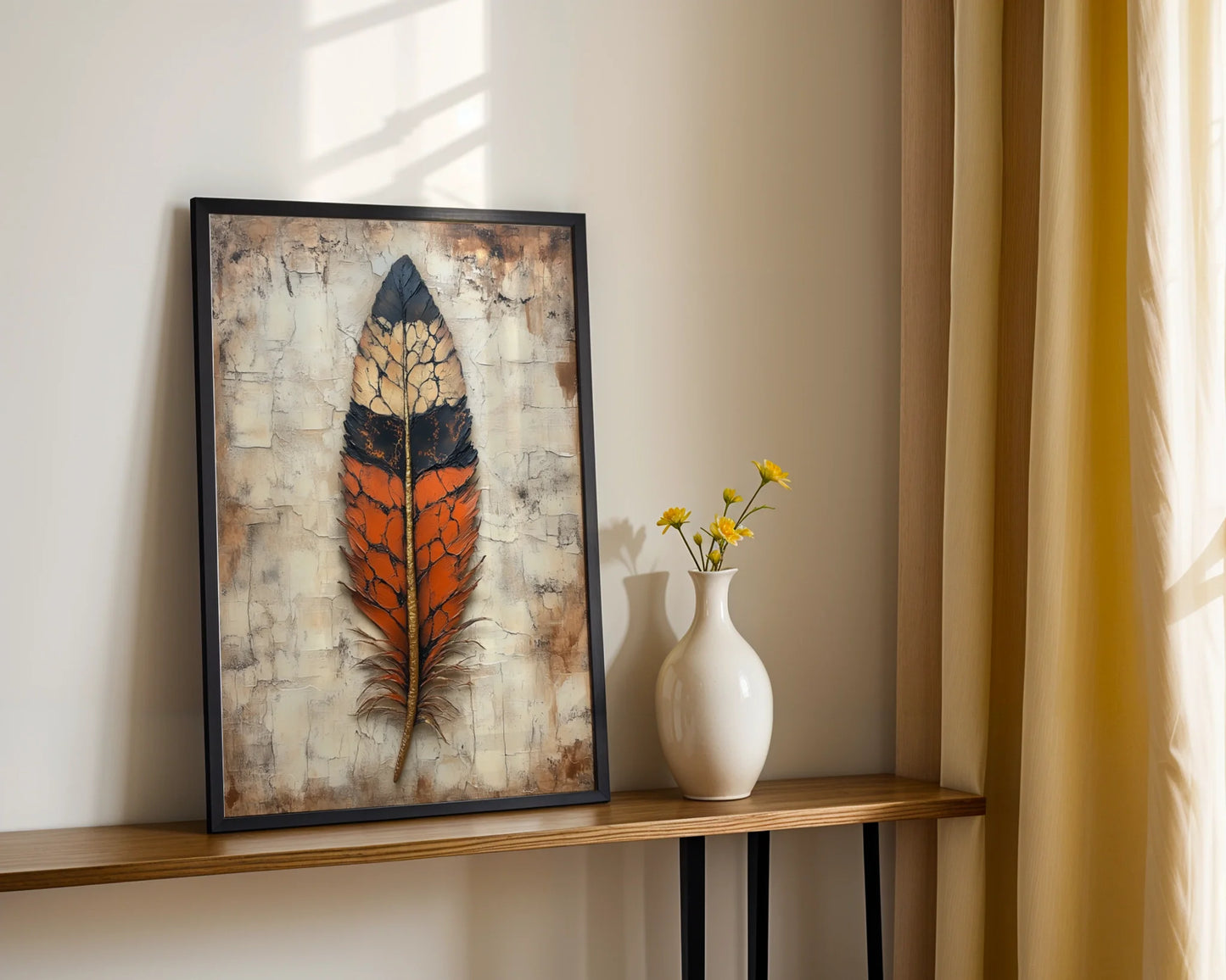 Large Feather Gilded Spine Boho in room