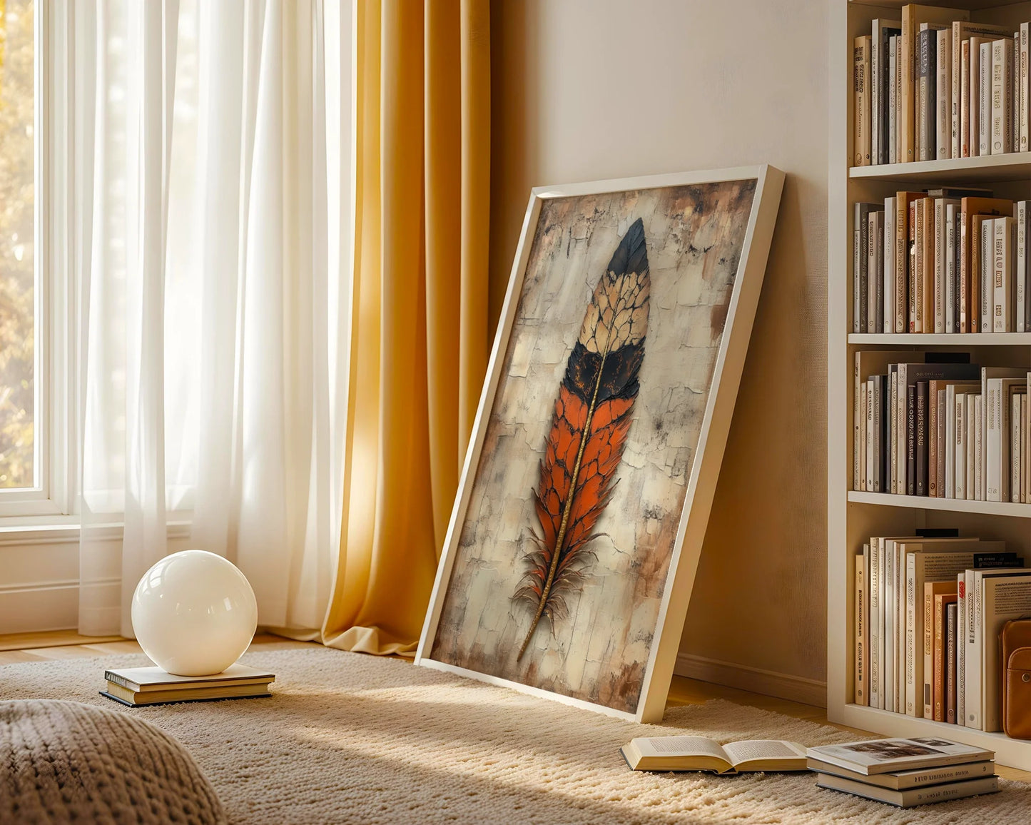 Large Feather Gilded Spine Boho in room