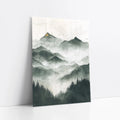 Misty Mountain Art Japandi Style Gold Accents art print