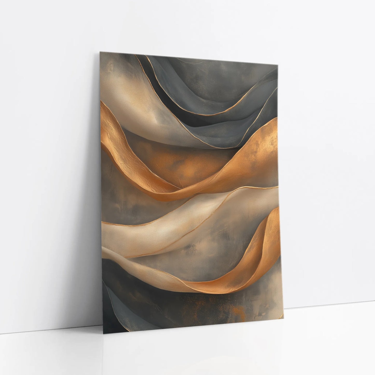 Bronze Metallic Abstract Flowing Ribbons art print