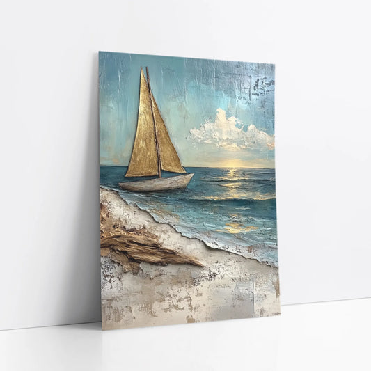 Textured Sailboat Painting Bronze Sails art print