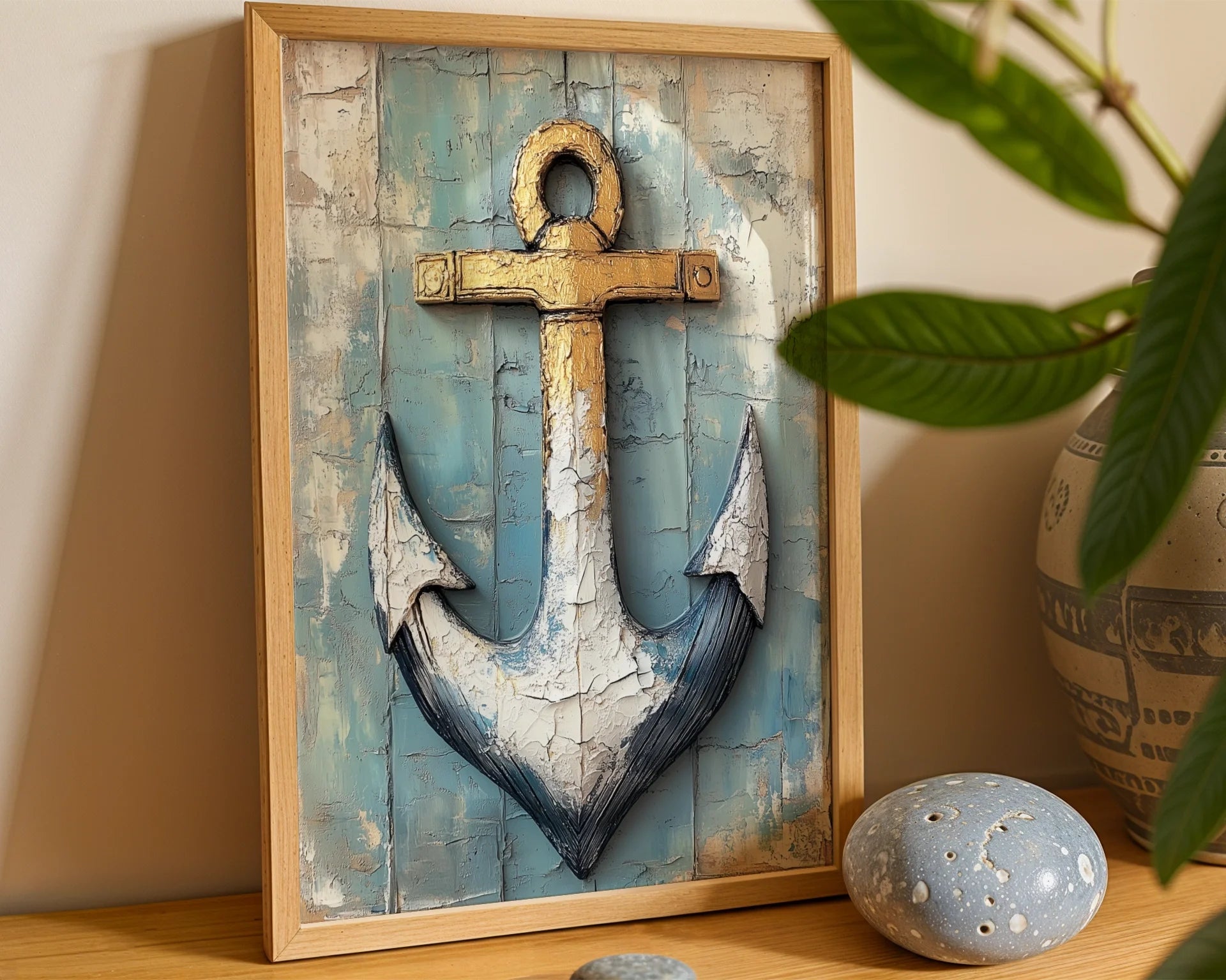 Nautical Anchor Distressed Patina in room