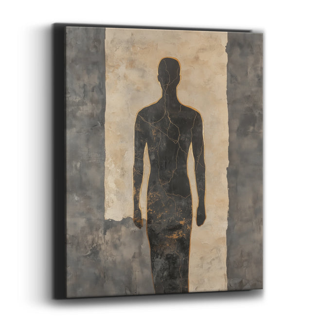 Gold Human Figure Cracked Fresco Style Canvas Wall Art