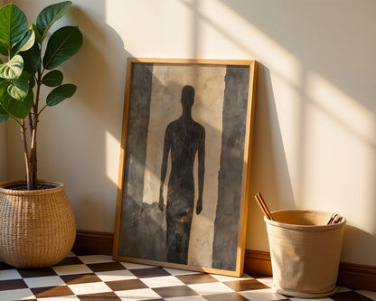 Gold Human Figure Cracked Fresco Style in room