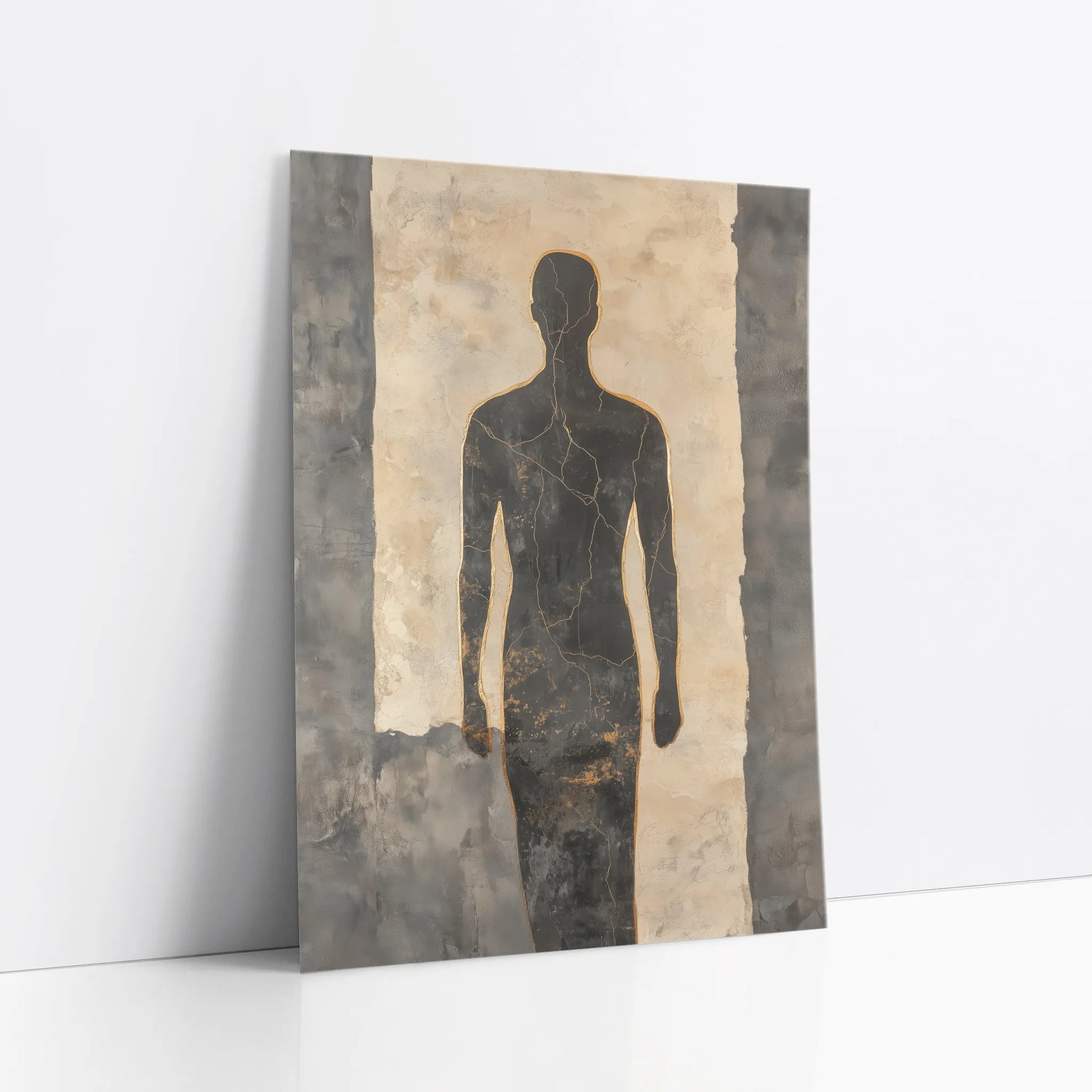 Gold Human Figure Cracked Fresco Style art print