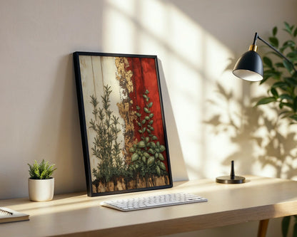 Rustic Mediterranean Herb Garden Peeling Paint in room