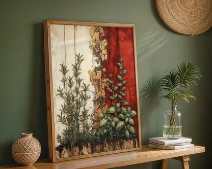 Rustic Mediterranean Herb Garden Peeling Paint in room