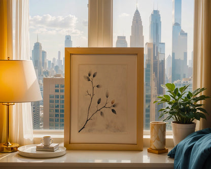 Minimalist Branch Art Cracked Earth Print in room