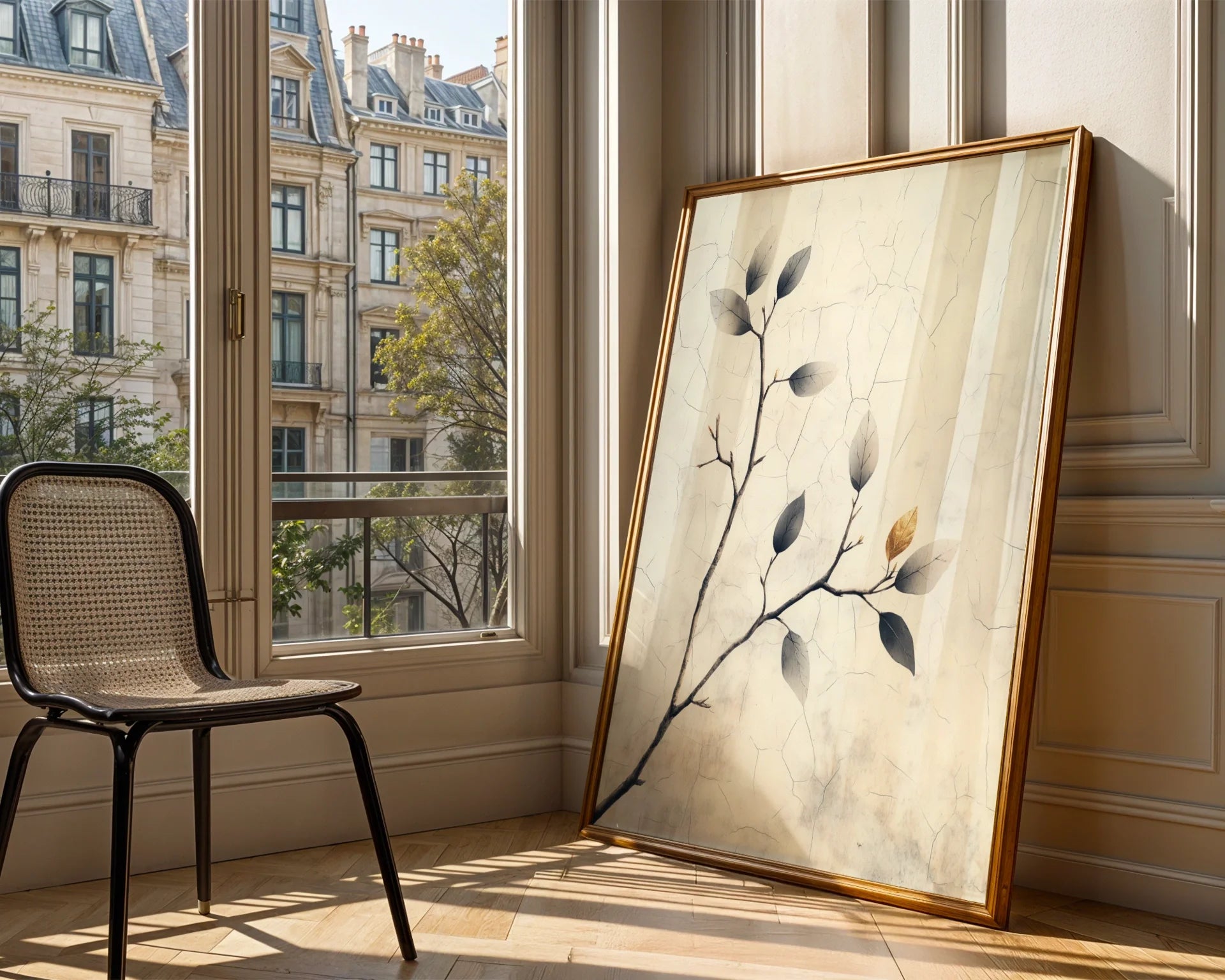 Minimalist Branch Art Cracked Earth Print in room