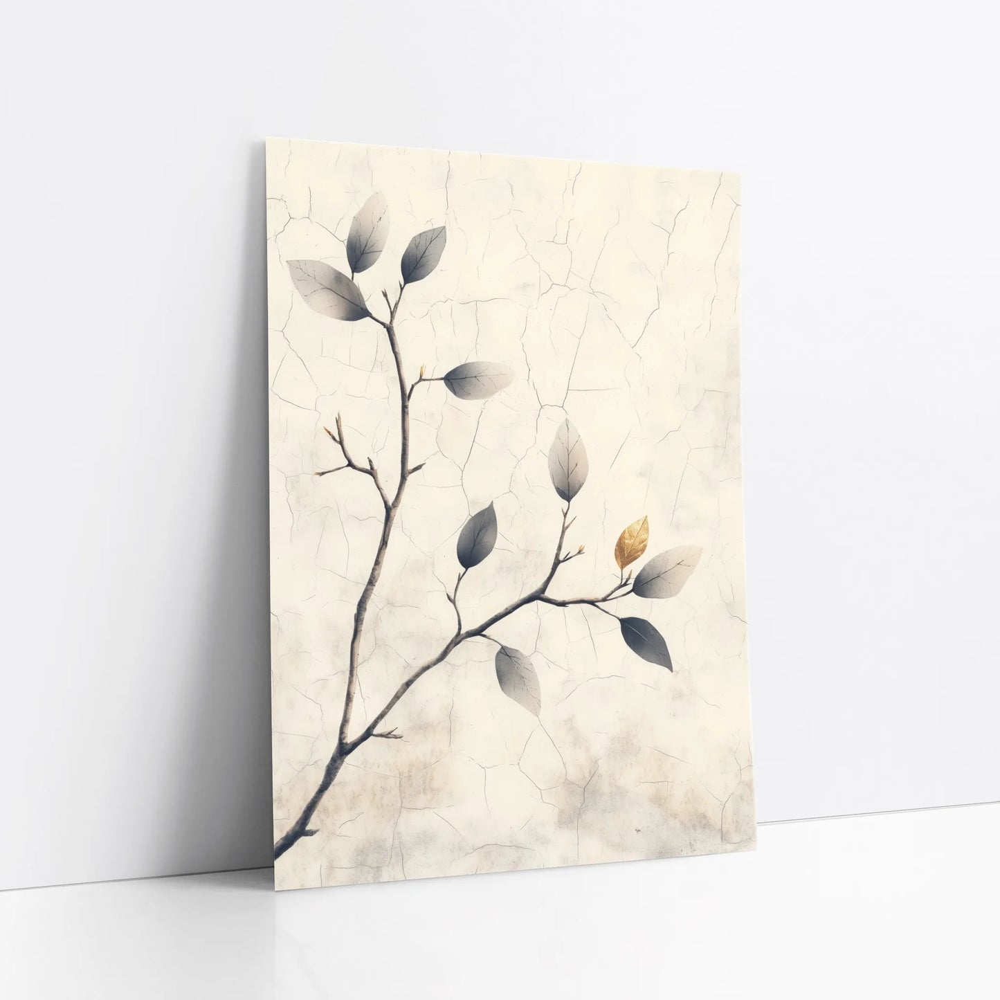 Minimalist Branch Art Cracked Earth Print art print
