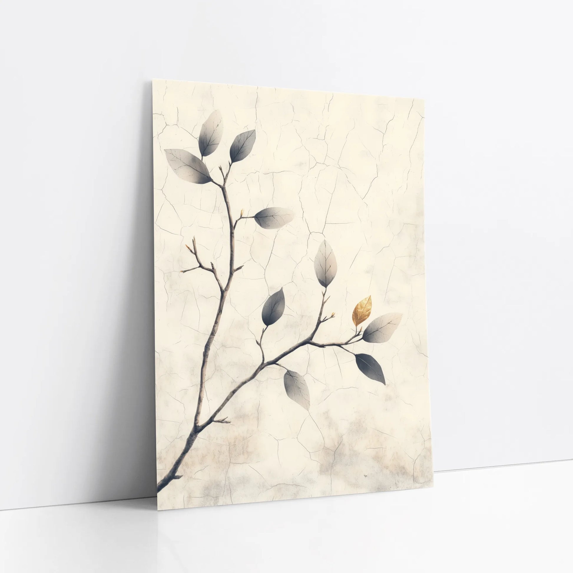 Minimalist Branch Art Cracked Earth Print art print