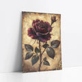 Burgundy Rose Dark Academia Torn Parchment art print