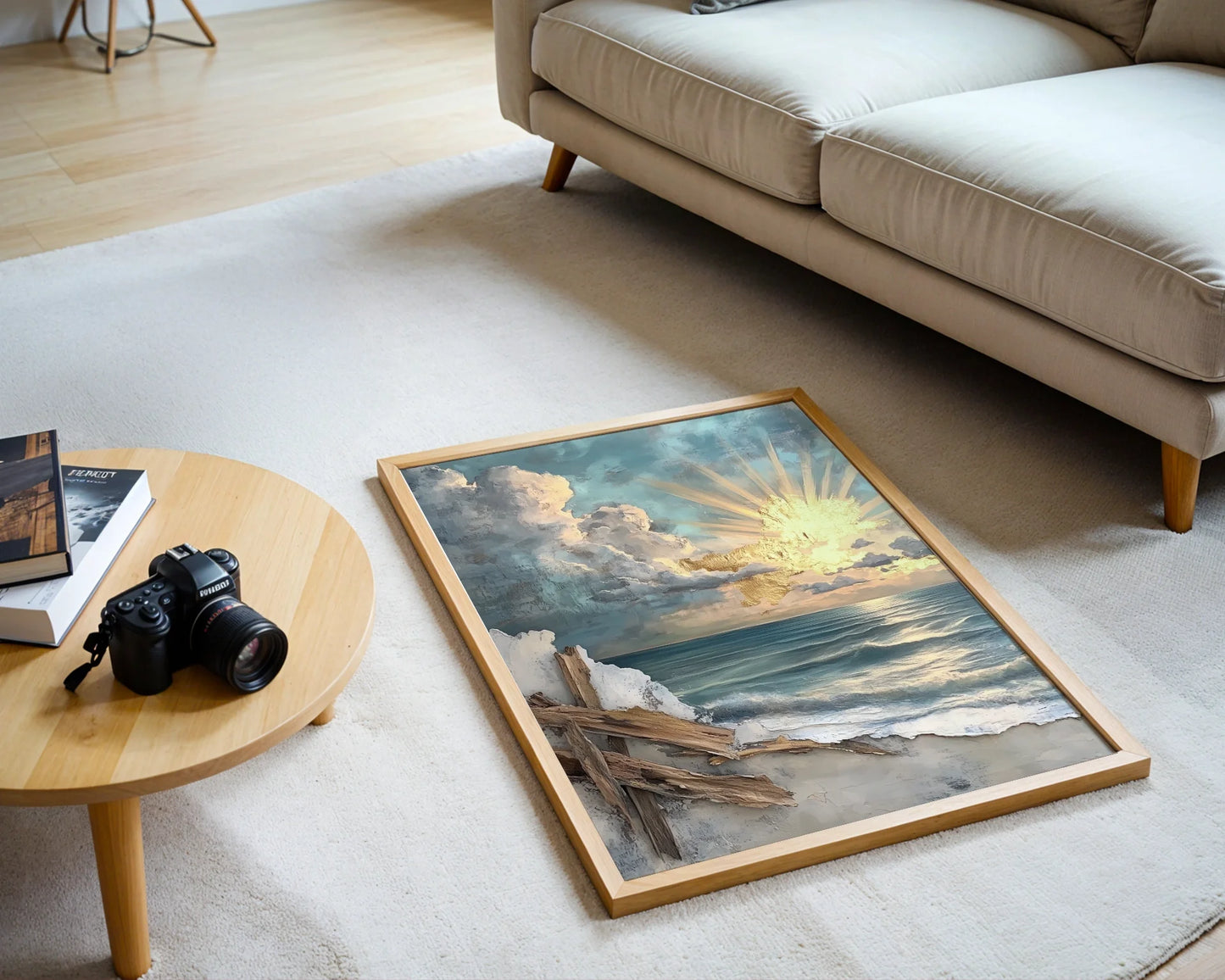Driftwood Cross Beach Sunset Storm Clouds in room