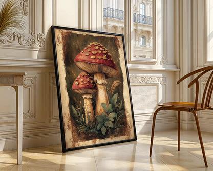 Red Toadstool Art Golden Scales Dark Academia in room