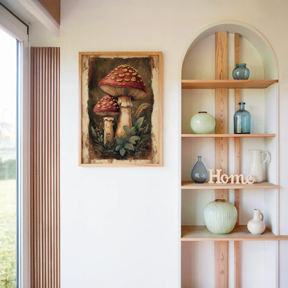 Red Toadstool Art Golden Scales Dark Academia in room