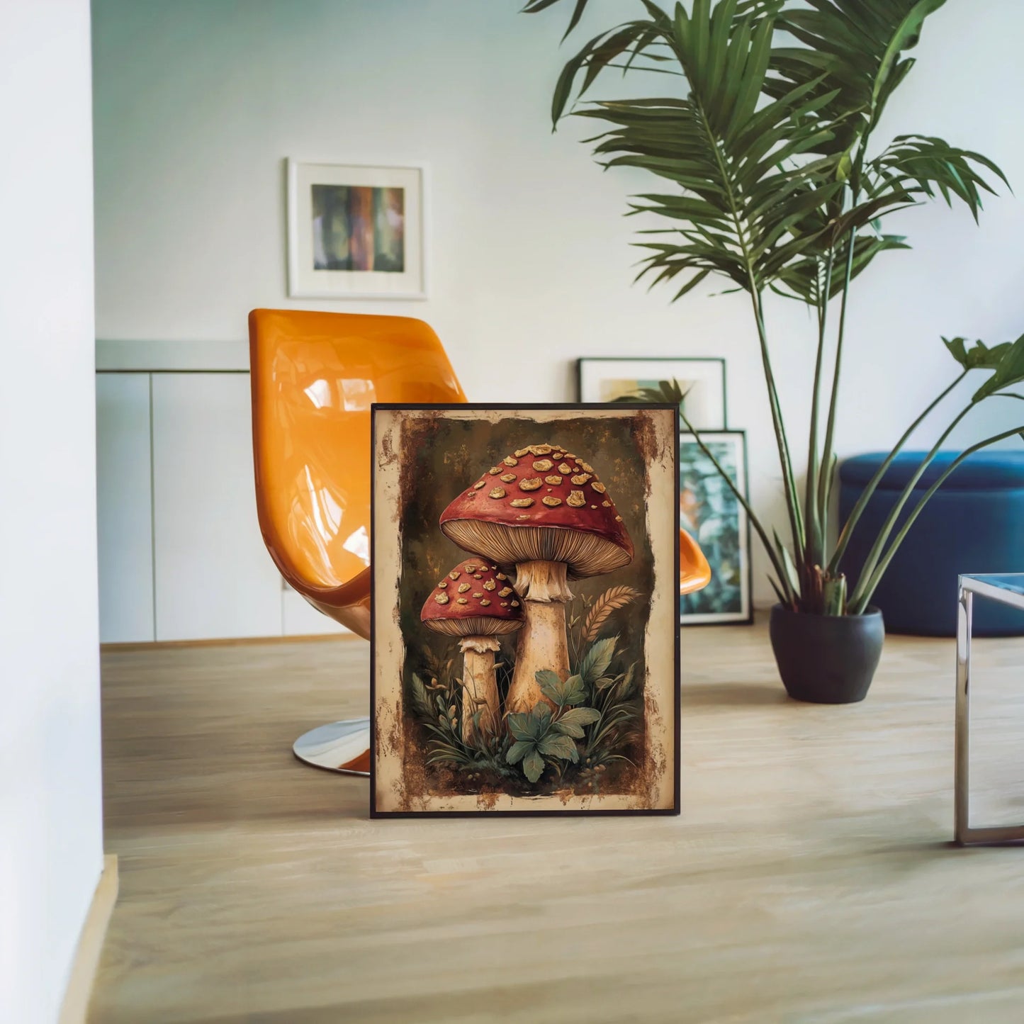 Red Toadstool Art Golden Scales Dark Academia in room