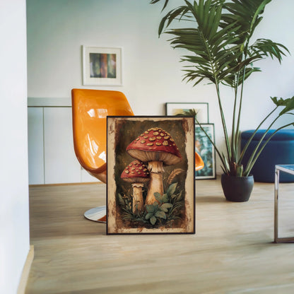 Red Toadstool Art Golden Scales Dark Academia in room