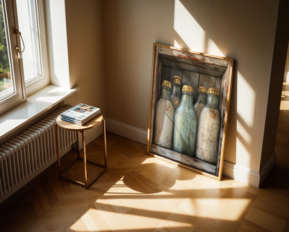 Farmhouse Milk Bottles Gold Foil Kitchen in room