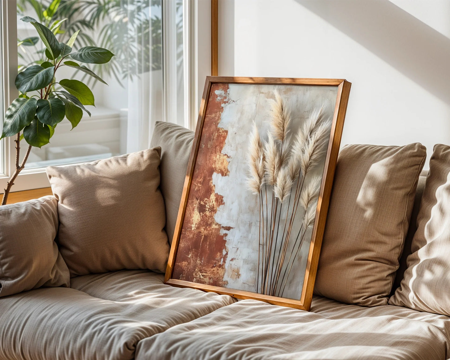 Pampas Grass Mediterranean Boho Bleached Plumes Art in room