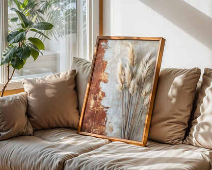 Pampas Grass Mediterranean Boho Bleached Plumes Art in room