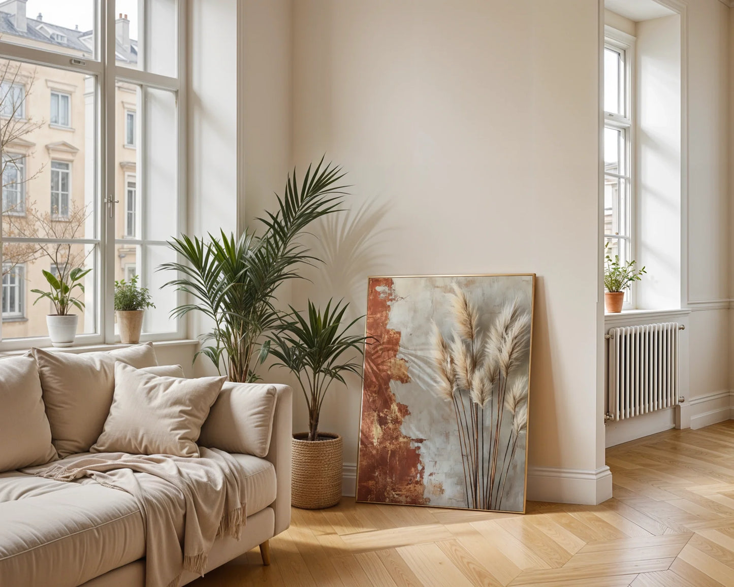 Pampas Grass Mediterranean Boho Bleached Plumes Art in room