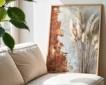 Pampas Grass Mediterranean Boho Bleached Plumes Art in room