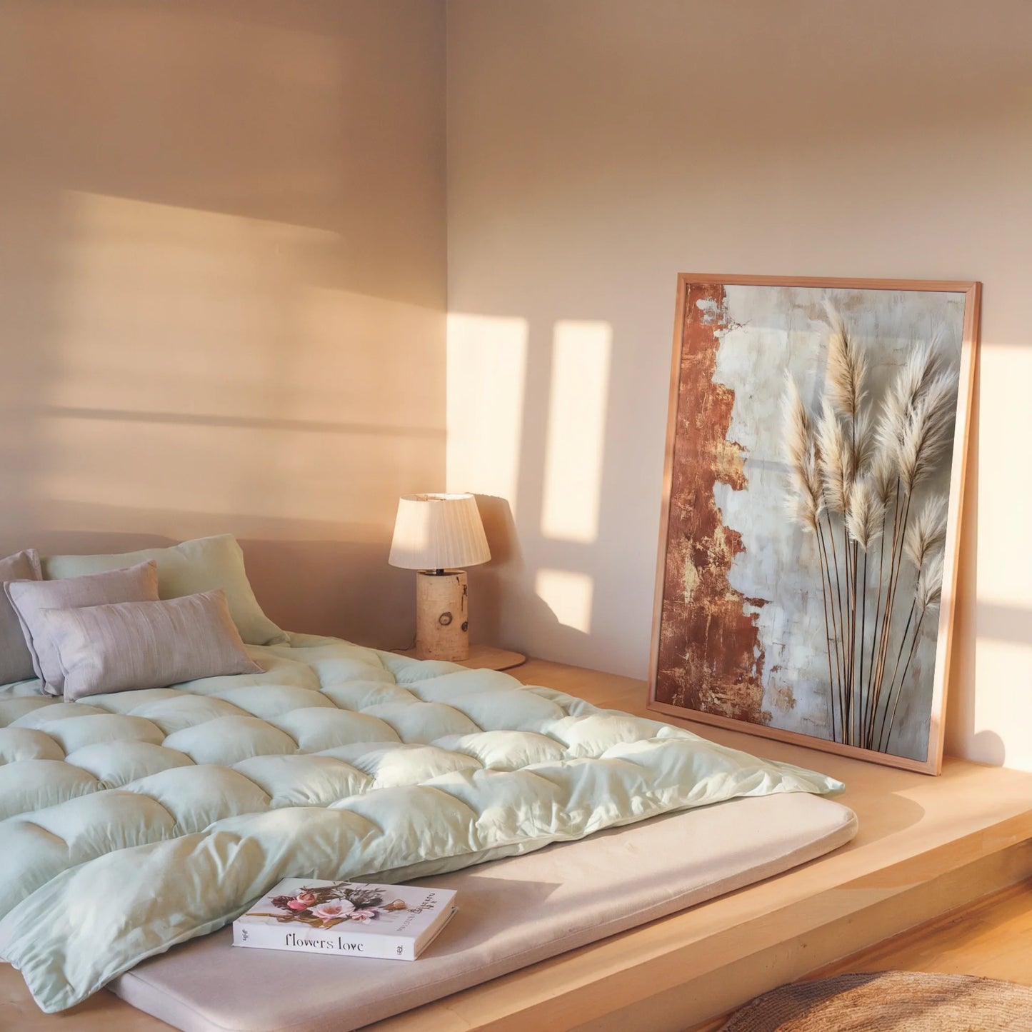 Pampas Grass Mediterranean Boho Bleached Plumes Art in room