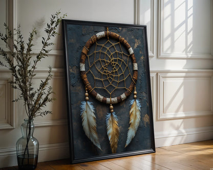 Dreamcatcher Sacred Golden Web Feathers in room