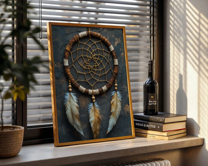 Dreamcatcher Sacred Golden Web Feathers in room