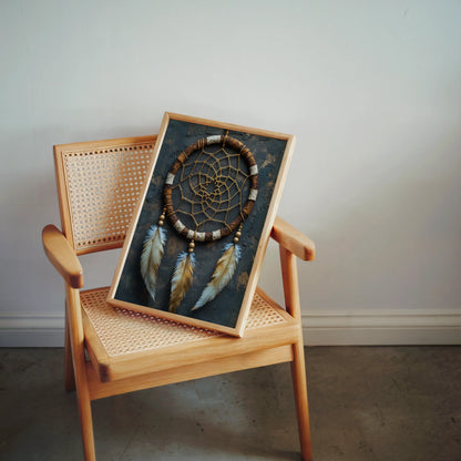 Dreamcatcher Sacred Golden Web Feathers in room