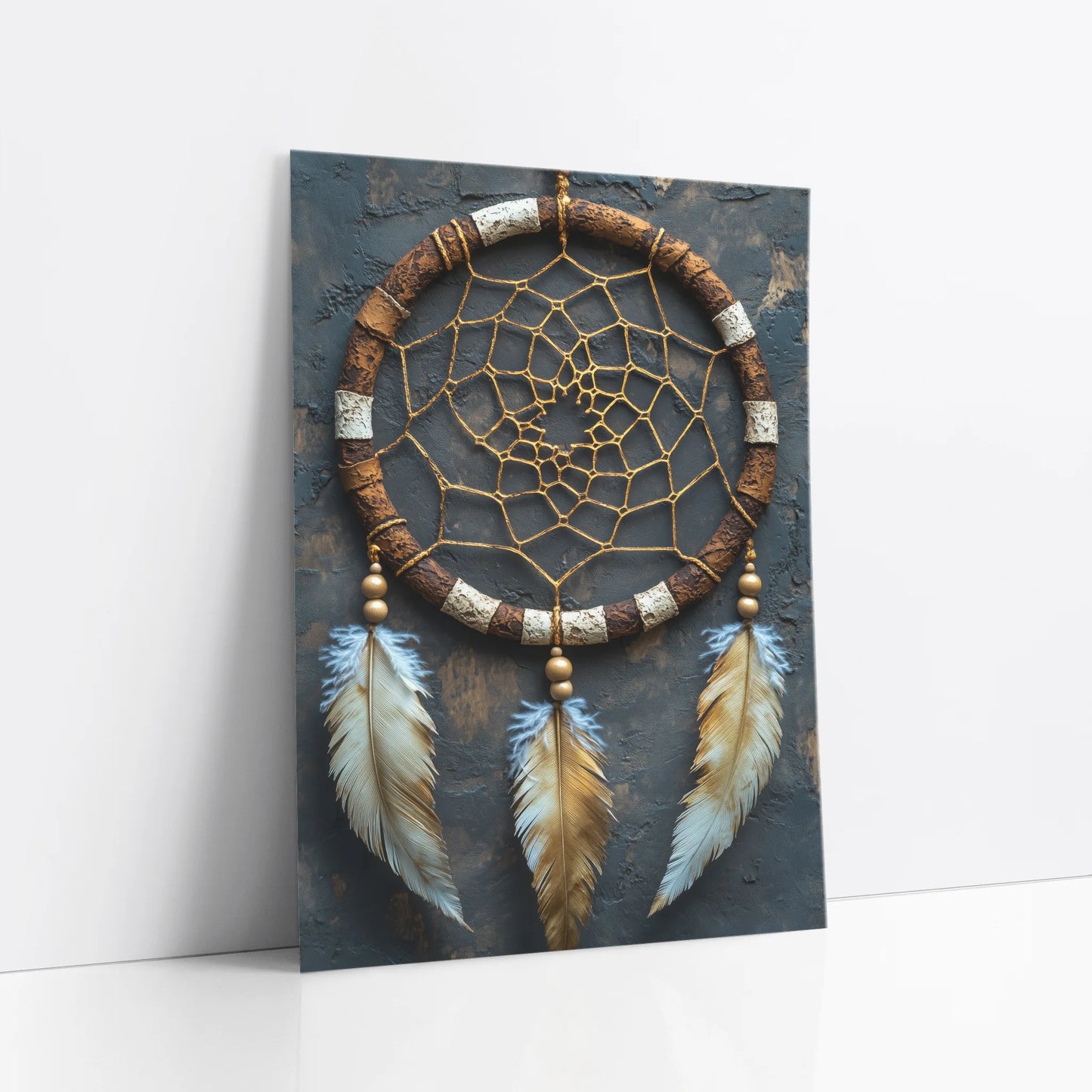 Dreamcatcher Sacred Golden Web Feathers art print
