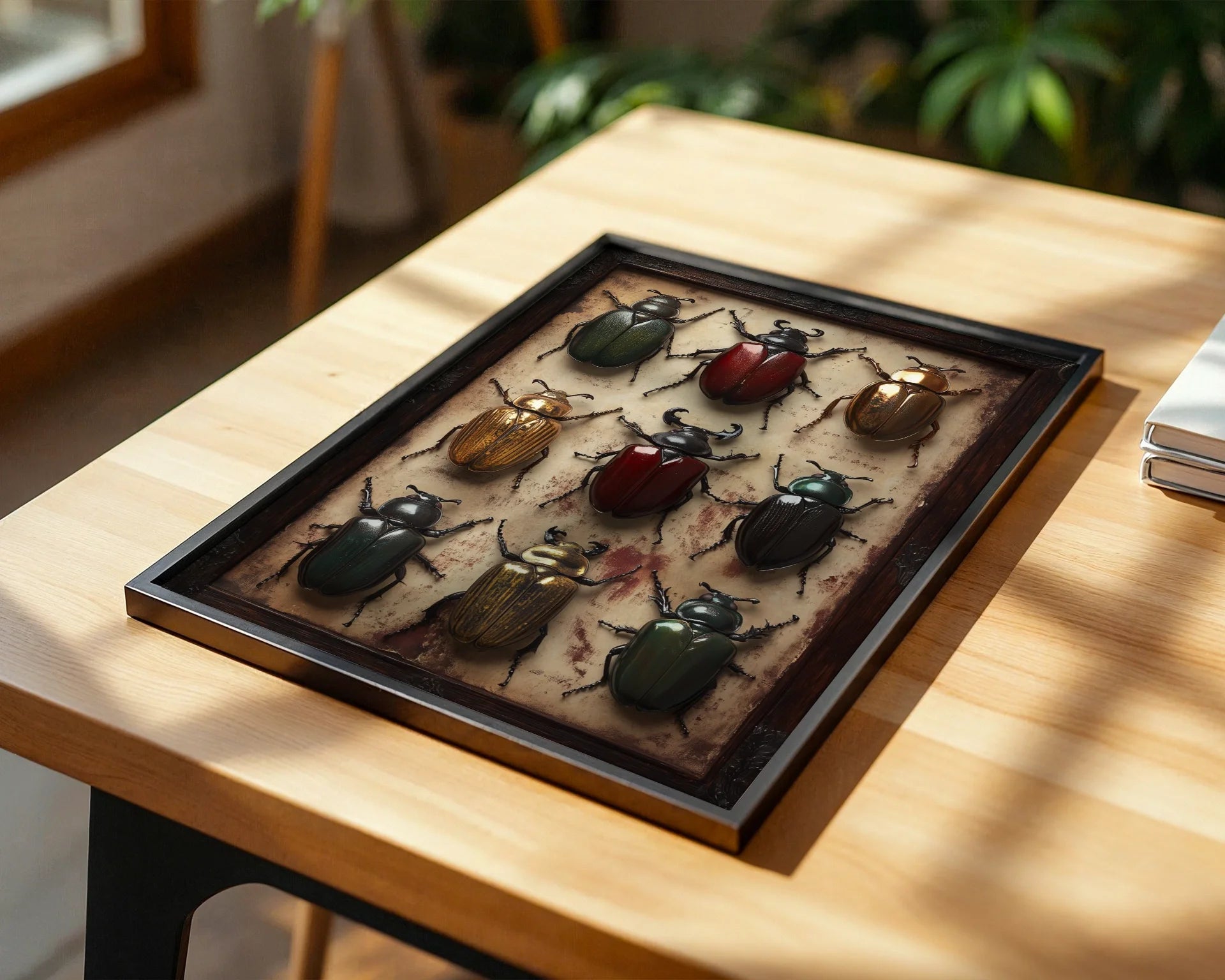 Beetle Specimen Art Victorian Entomology in room