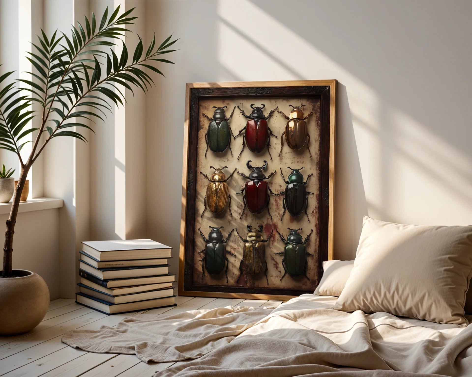 Beetle Specimen Art Victorian Entomology in room