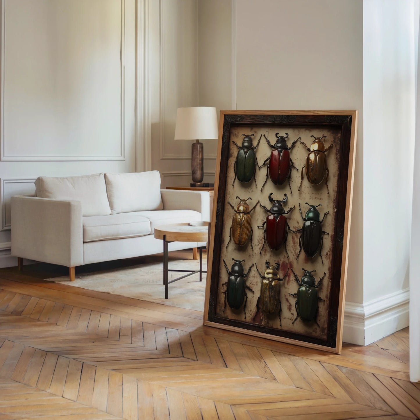 Beetle Specimen Art Victorian Entomology in room