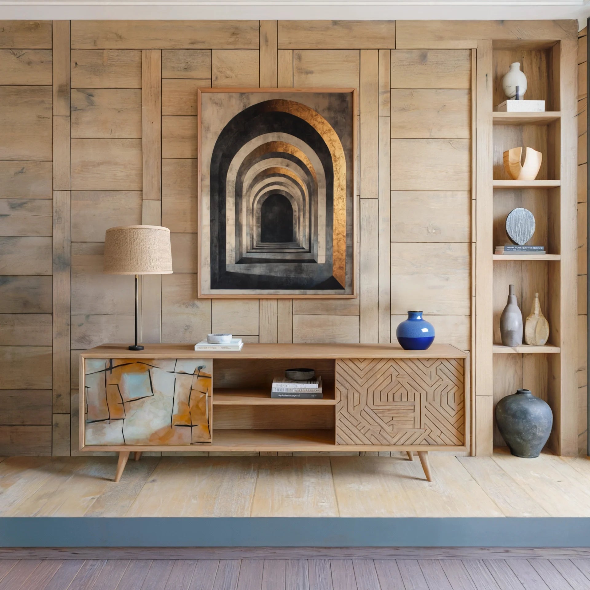 Large Abstract Tunnel Copper Infinity in room