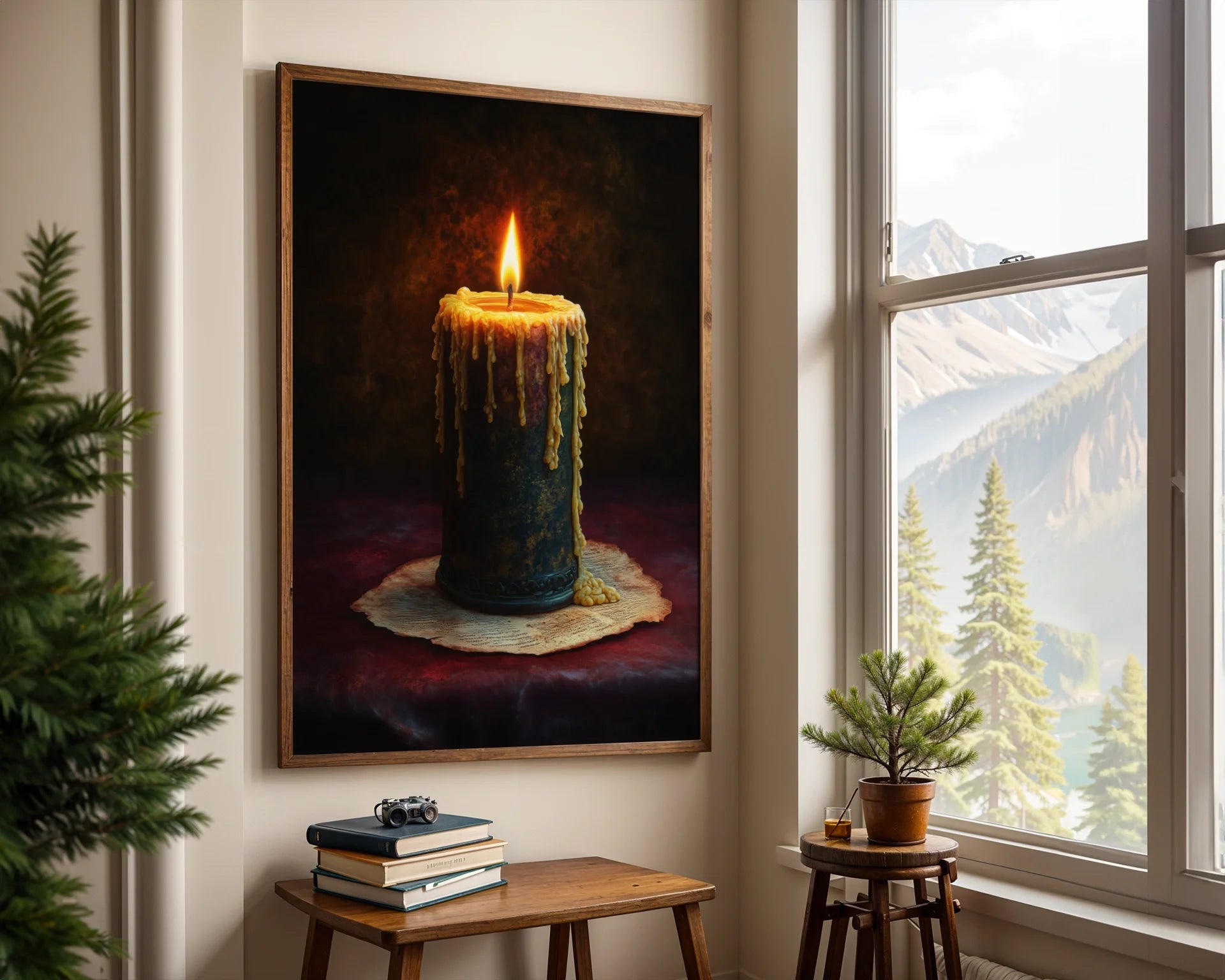 Medieval Candle Dripping Wax Dark Academia in room