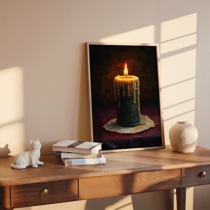 Medieval Candle Dripping Wax Dark Academia in room