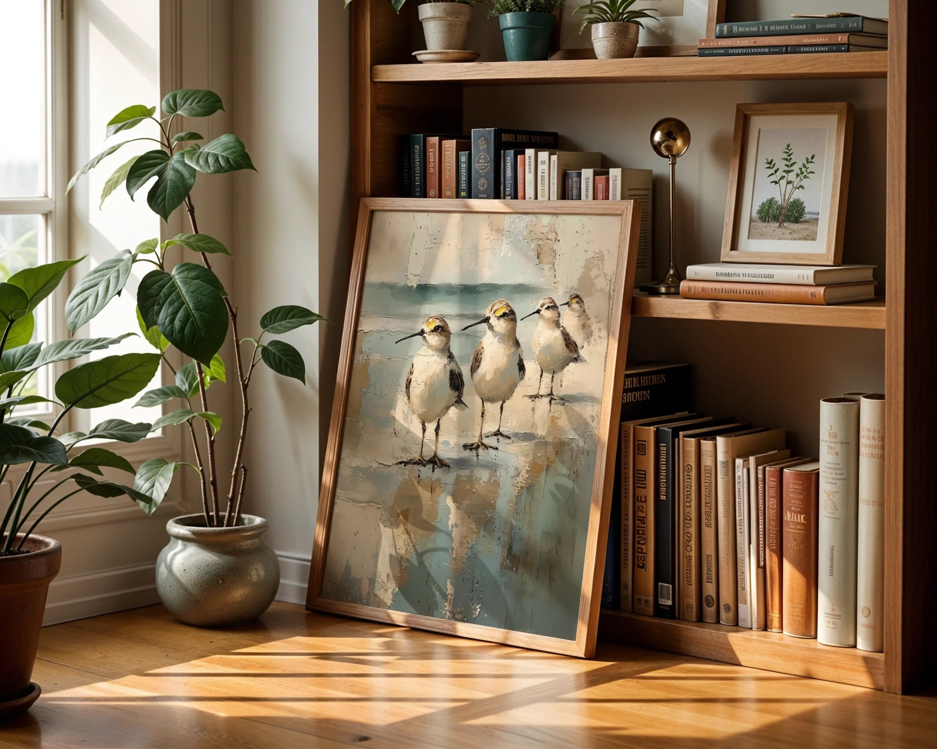 Coastal Birds Abstract Reflection Neutral Tones in room