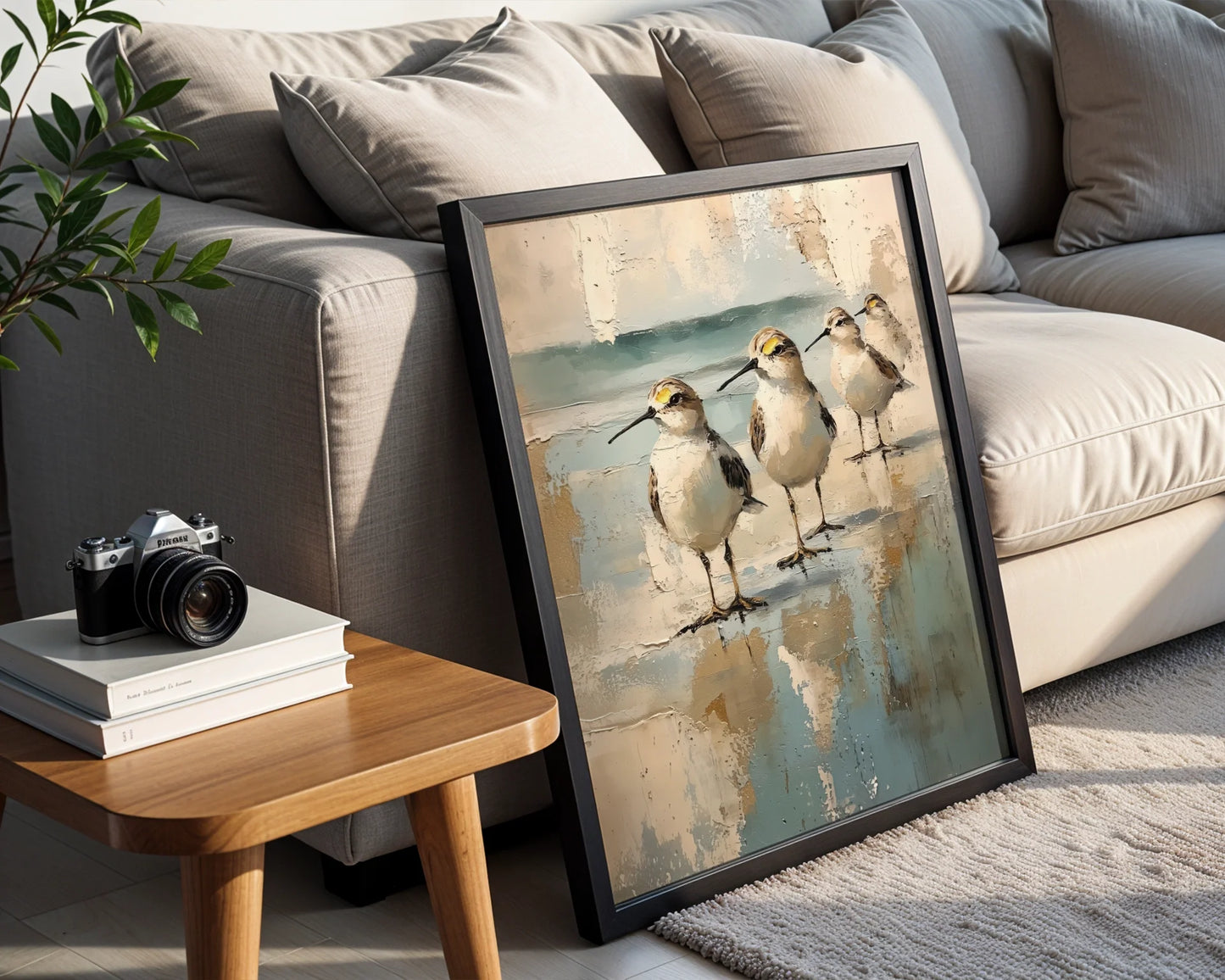 Coastal Birds Abstract Reflection Neutral Tones in room