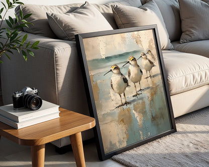 Coastal Birds Abstract Reflection Neutral Tones in room