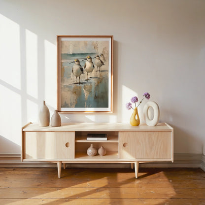 Coastal Birds Abstract Reflection Neutral Tones in room