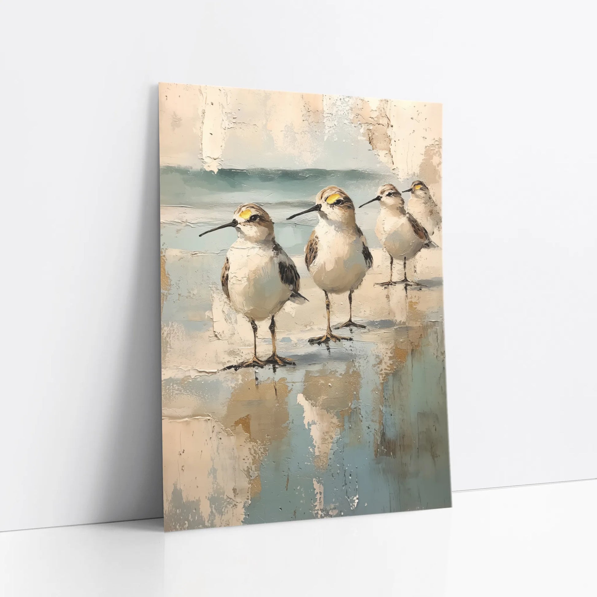 Coastal Birds Abstract Reflection Neutral Tones art print