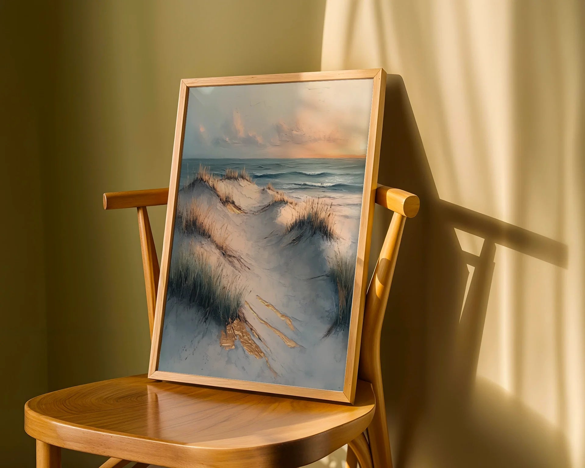 Coastal Pathway Oil Painting Weathered Boardwalk Art in room