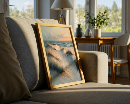 Coastal Pathway Oil Painting Weathered Boardwalk Art in room