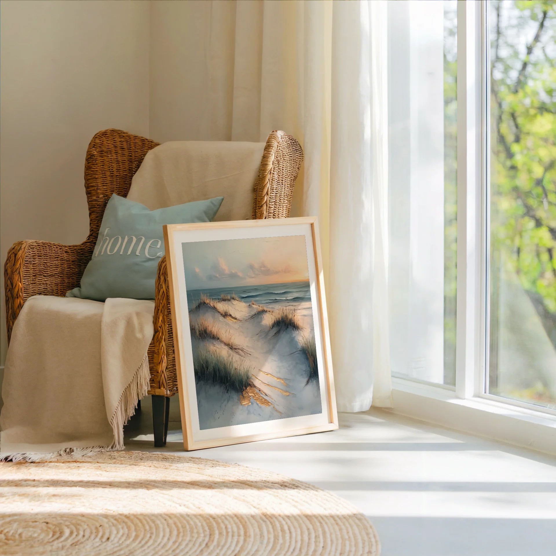 Coastal Pathway Oil Painting Weathered Boardwalk Art in room