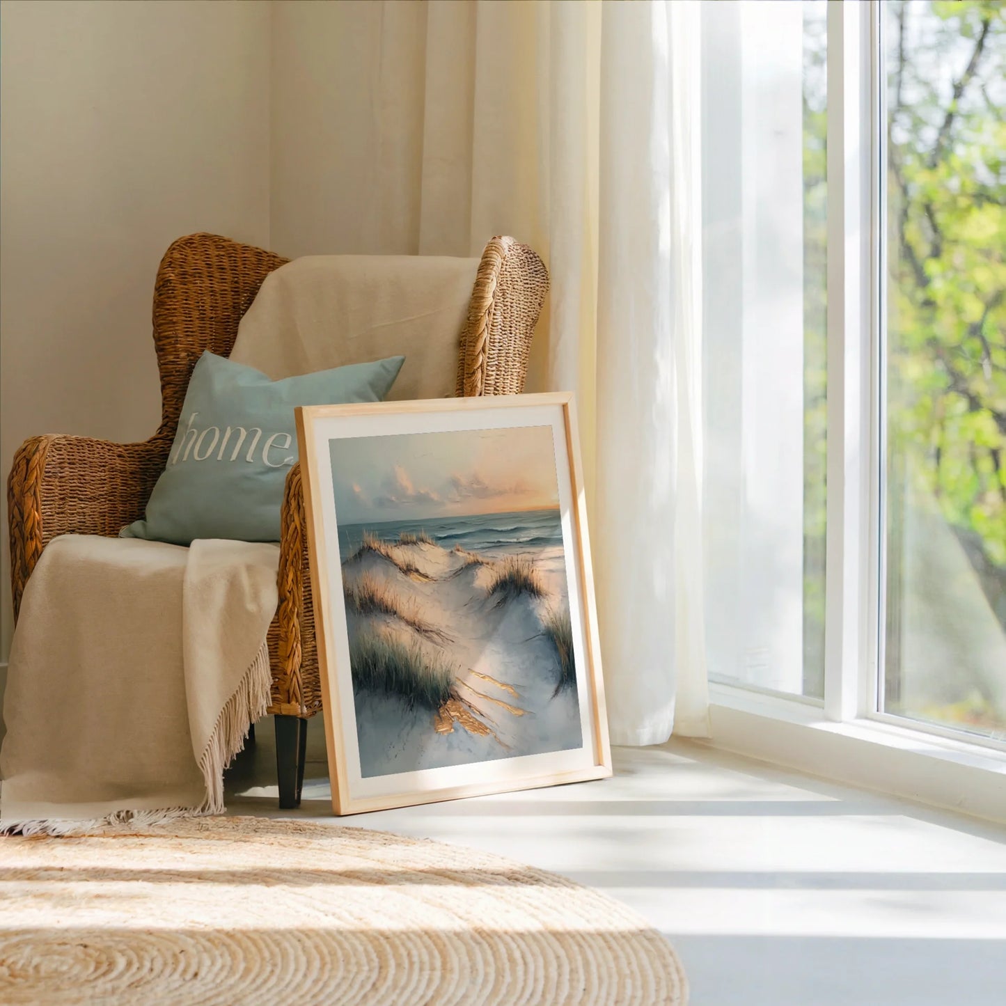 Coastal Pathway Oil Painting Weathered Boardwalk Art in room