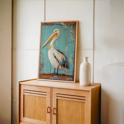 Coastal Bird Pelican Turquoise Doorway in room